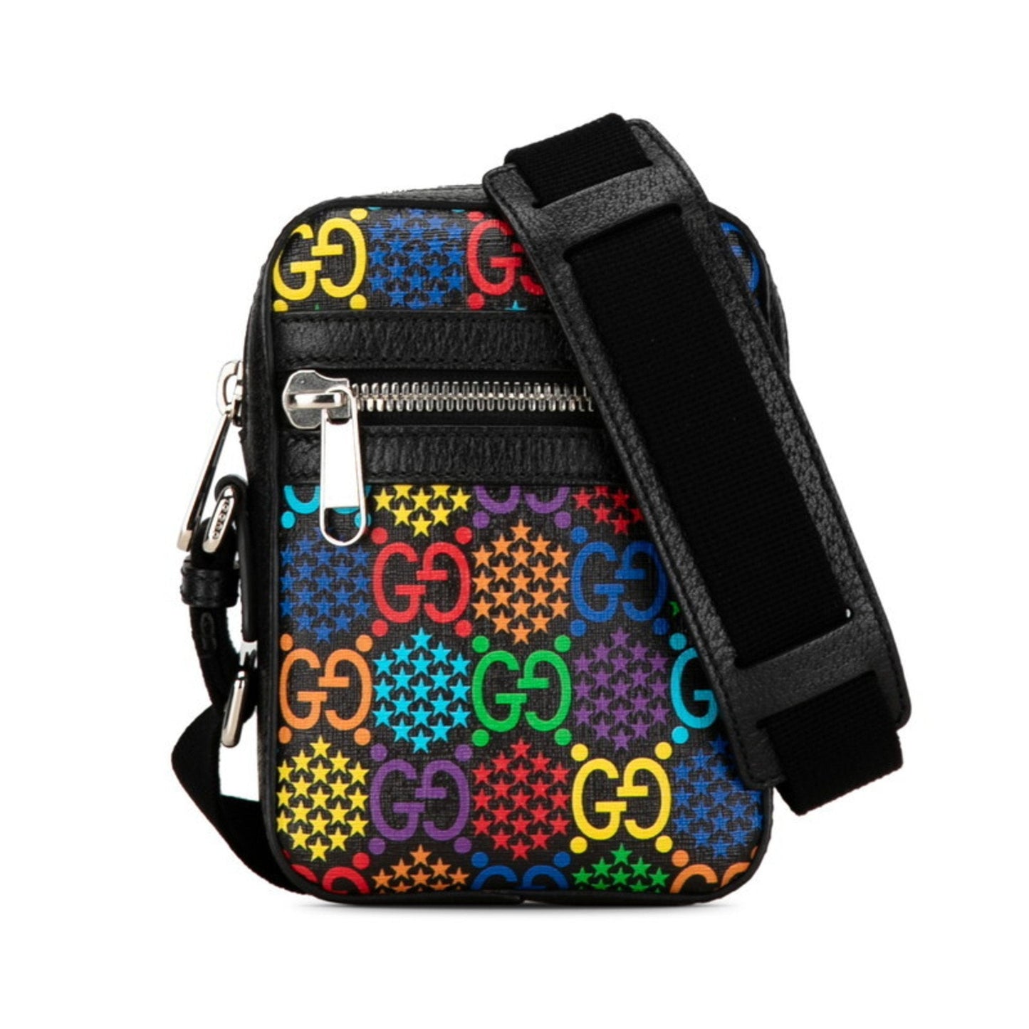 Gucci Black Multi-Color Pvc Leather Shoulder Bag