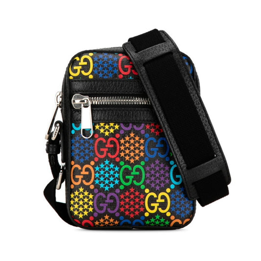 Gucci Black Multi-Color Pvc Leather Shoulder Bag