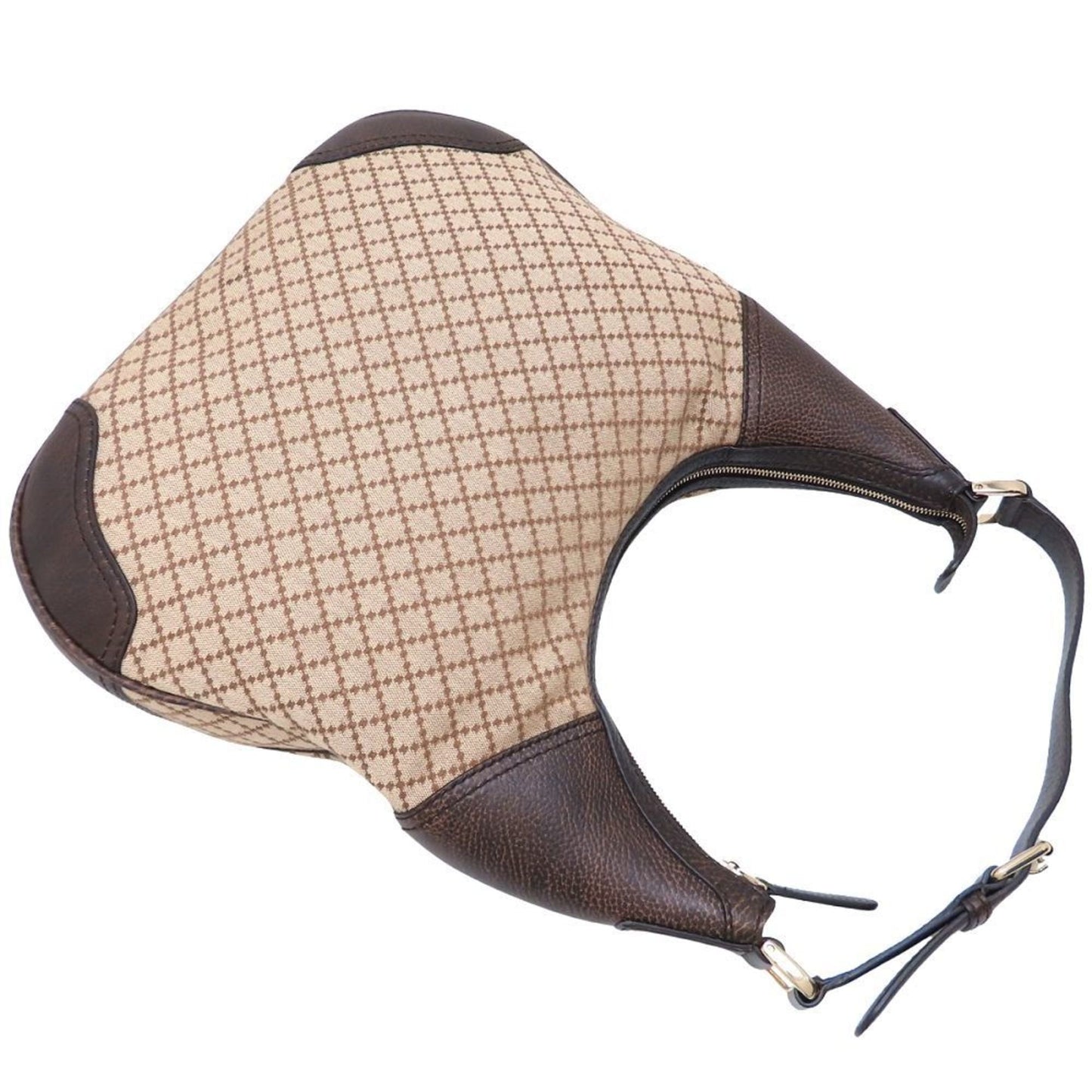 Gucci Diamante Beige Brown Canvas Leather Shoulder Bag