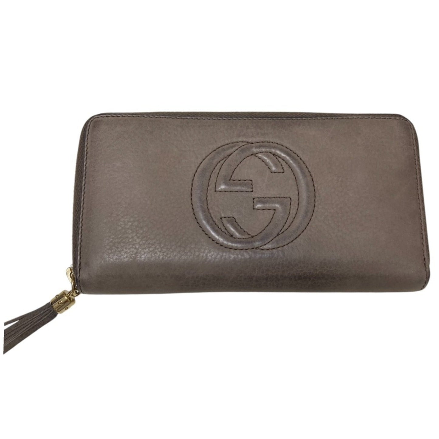 Gucci Soho Grayish Leather Long Wallet (Bi-Fold)