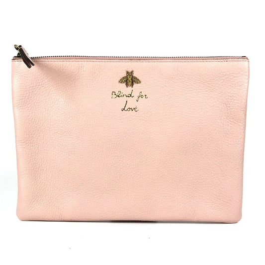Gucci Pink Leather Clutch Bag Pouch