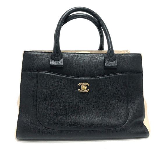 Chanel Black Leather Handbag Shoulder Bag Tote Bag
