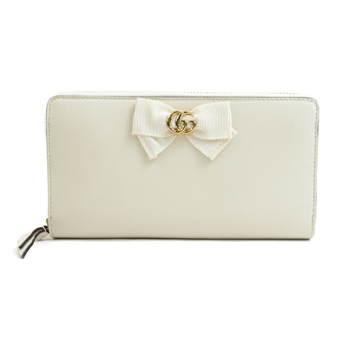Gucci White Leather Long Wallet (Bi-Fold)