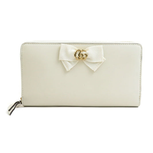 Gucci White Leather Long Wallet (Bi-Fold)