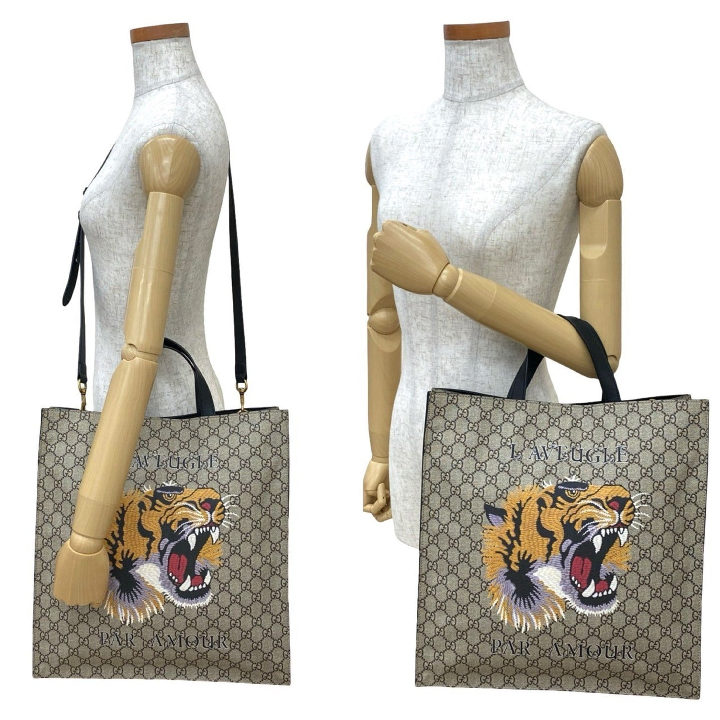 Gucci Beige Black Brown Pvc Leather Handbag Shoulder Bag Tote Bag