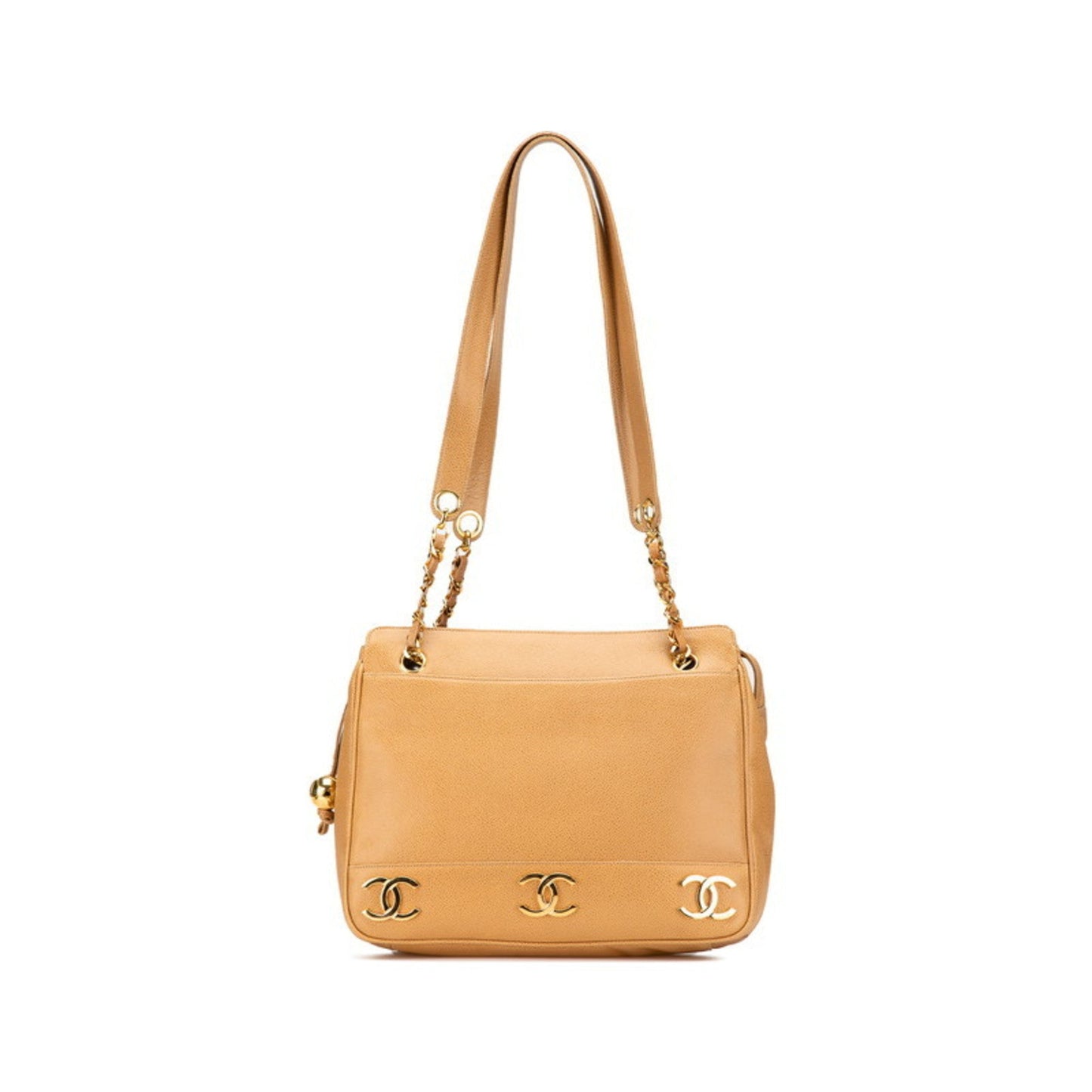 Chanel Beige Grained Calfskin Shoulder Bag Tote Bag