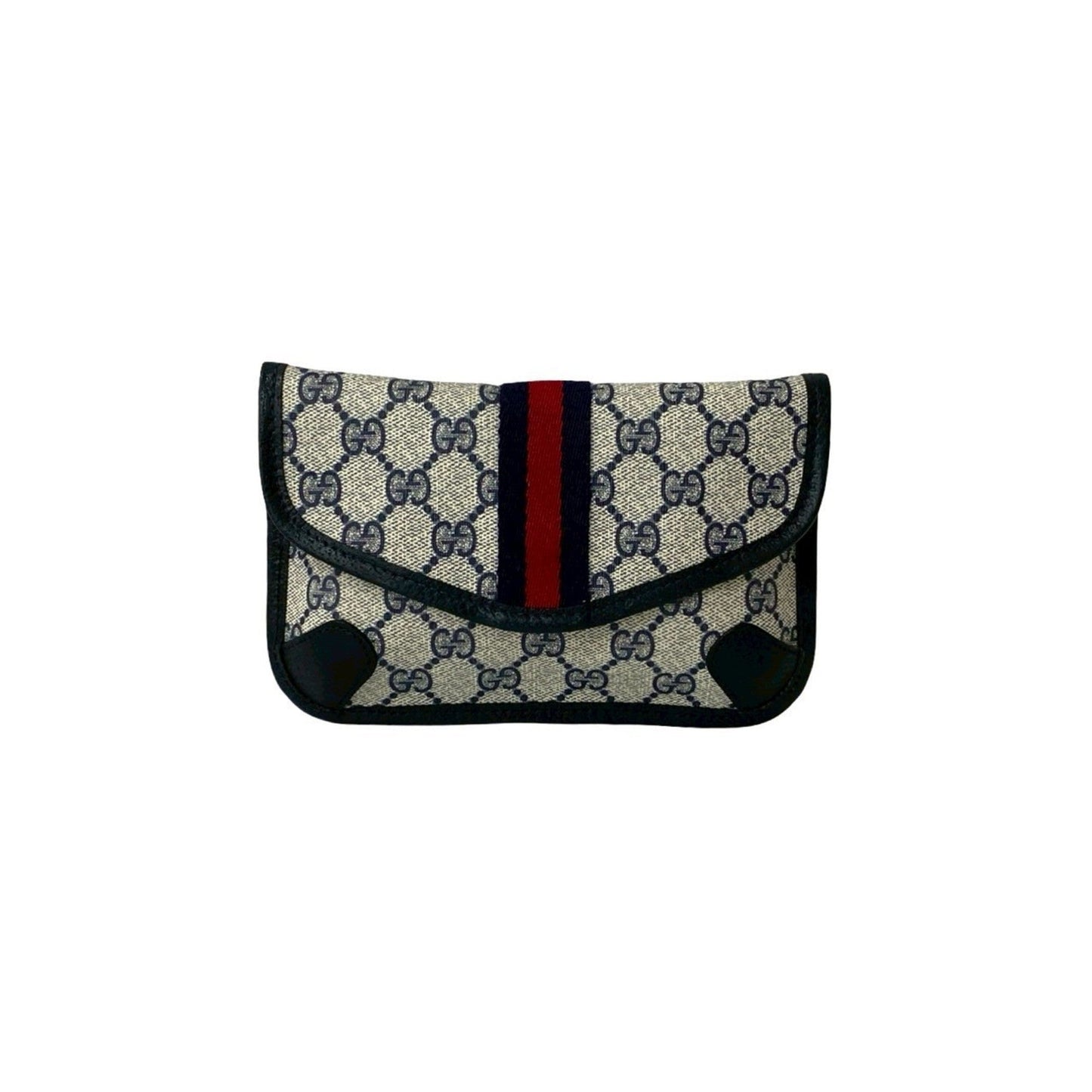Gucci Navy Red Color Leather Pvc Pouch