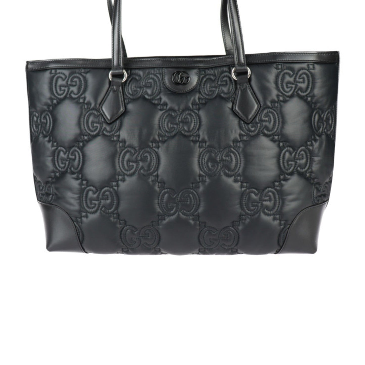 Gucci Black Nylon Leather Handbag Shoulder Bag Tote Bag