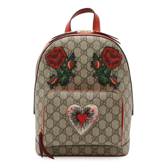 Gucci Beige Khaki Multi-Color Red Color Pvc Leather Backpack