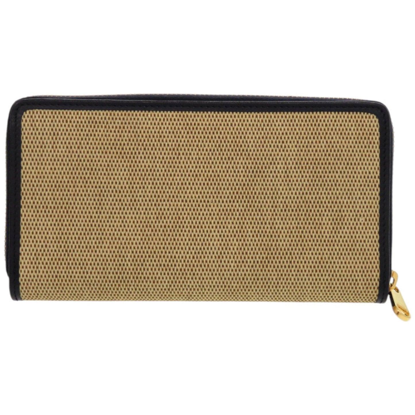 Gucci Beige Navy Canvas Leather Long Wallet (Bi-Fold)