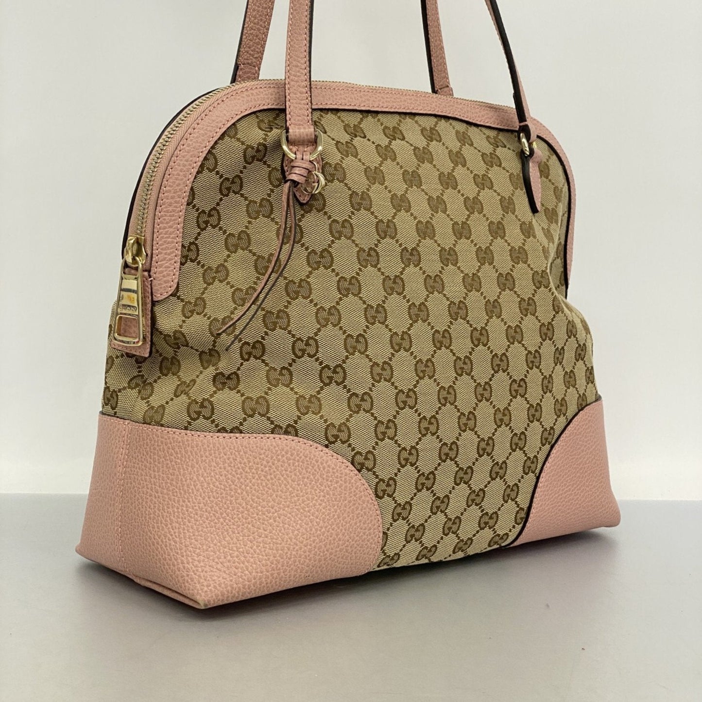 Gucci Beige Pink Canvas Shoulder Bag