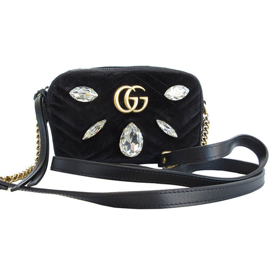 Gucci Black Velvet Shoulder Bag