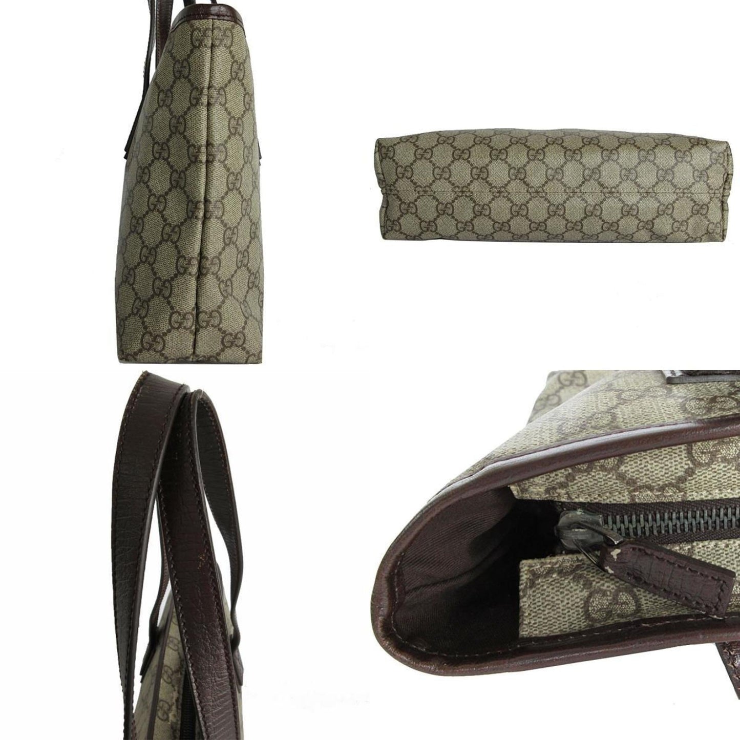 Gucci Beige Brown Pvc Leather Shoulder Bag Tote Bag