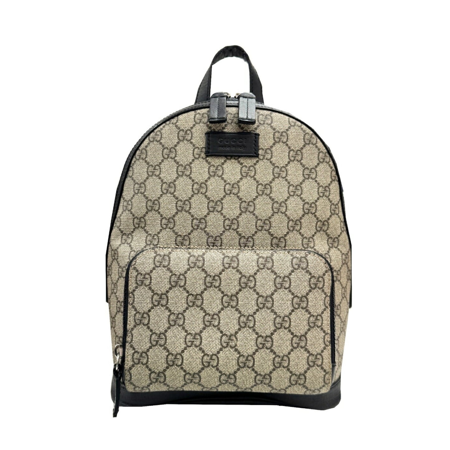 Gucci Beige Black Gg Supreme Leather Backpack