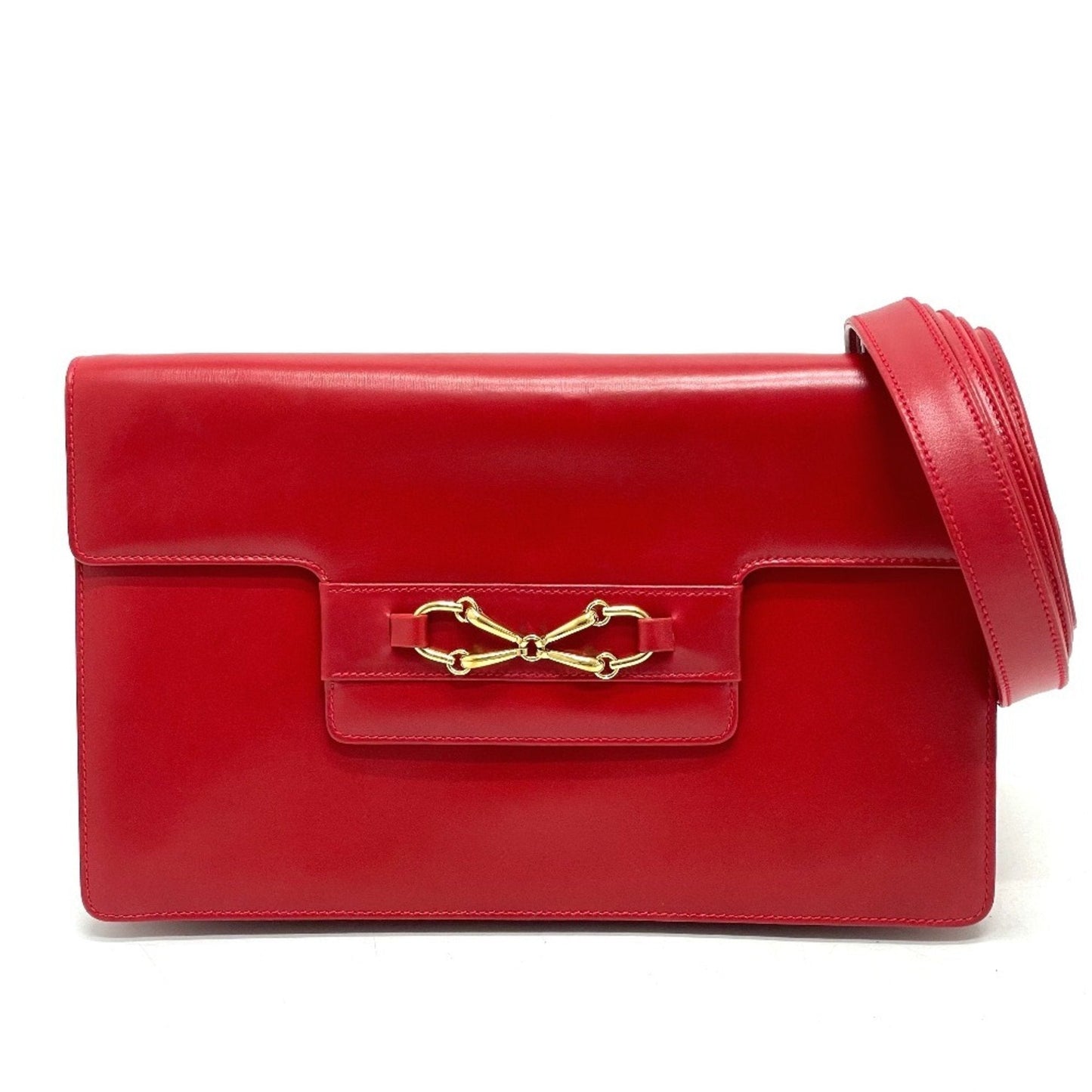 Gucci Red Color Leather Clutch Bag Shoulder Bag