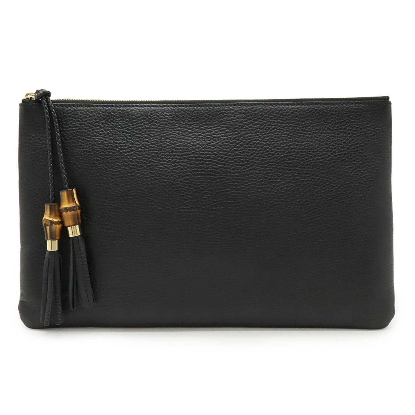 Gucci Black Bamboo Leather Clutch Bag