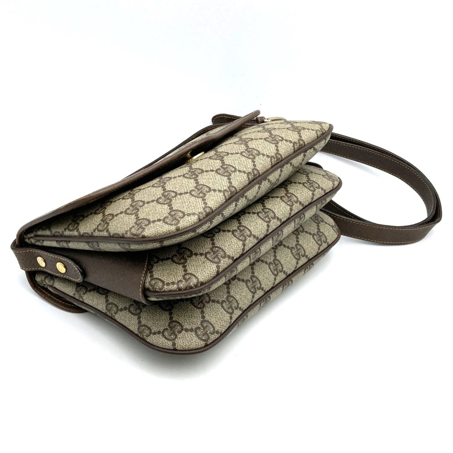Gucci Beige Brown Gg Supreme Canvas Shoulder Bag