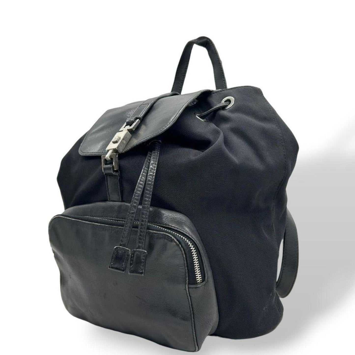 Gucci Black Nylon Leather Backpack