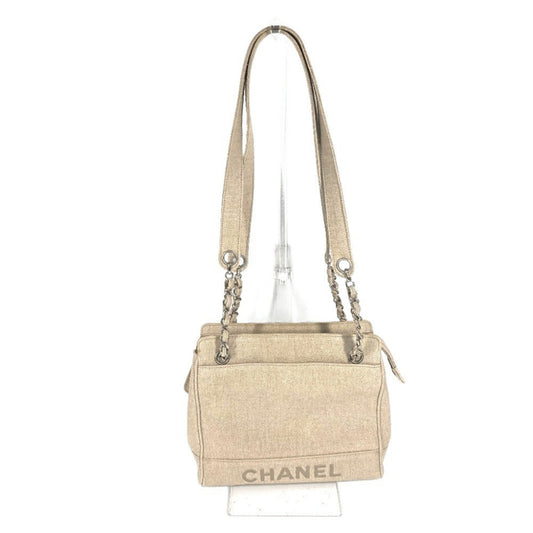 Chanel Beige Canvas Shoulder Bag Tote Bag