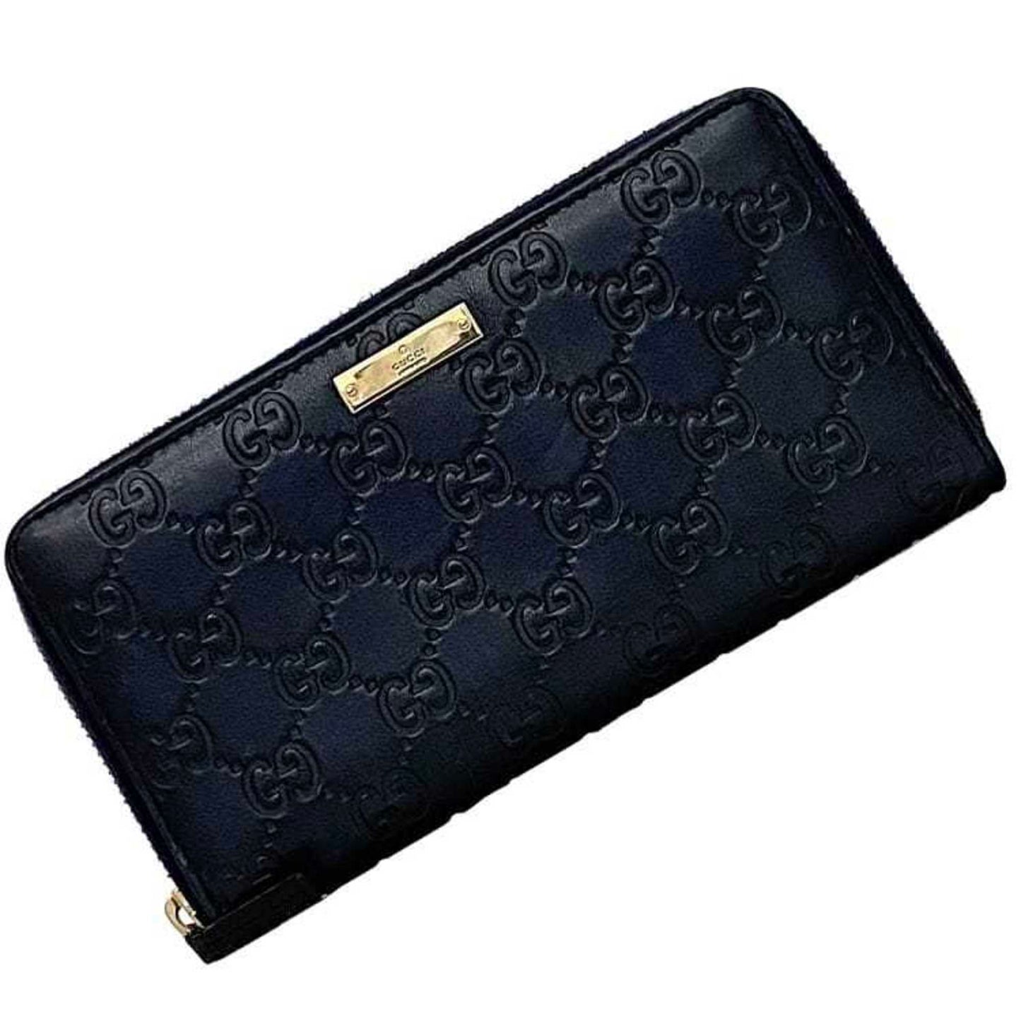 Gucci Navy Leather Long Wallet (Bi-Fold)