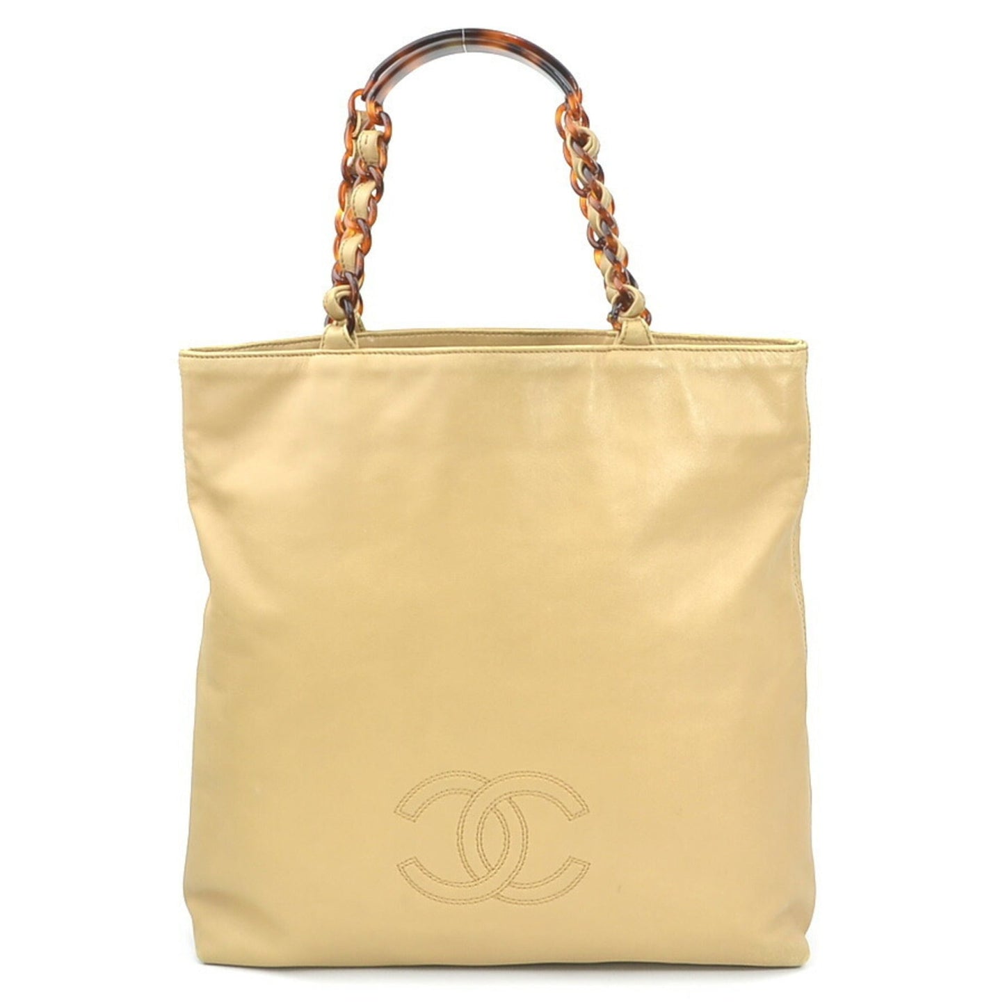 Chanel Beige Brown Leather Handbag Tote Bag