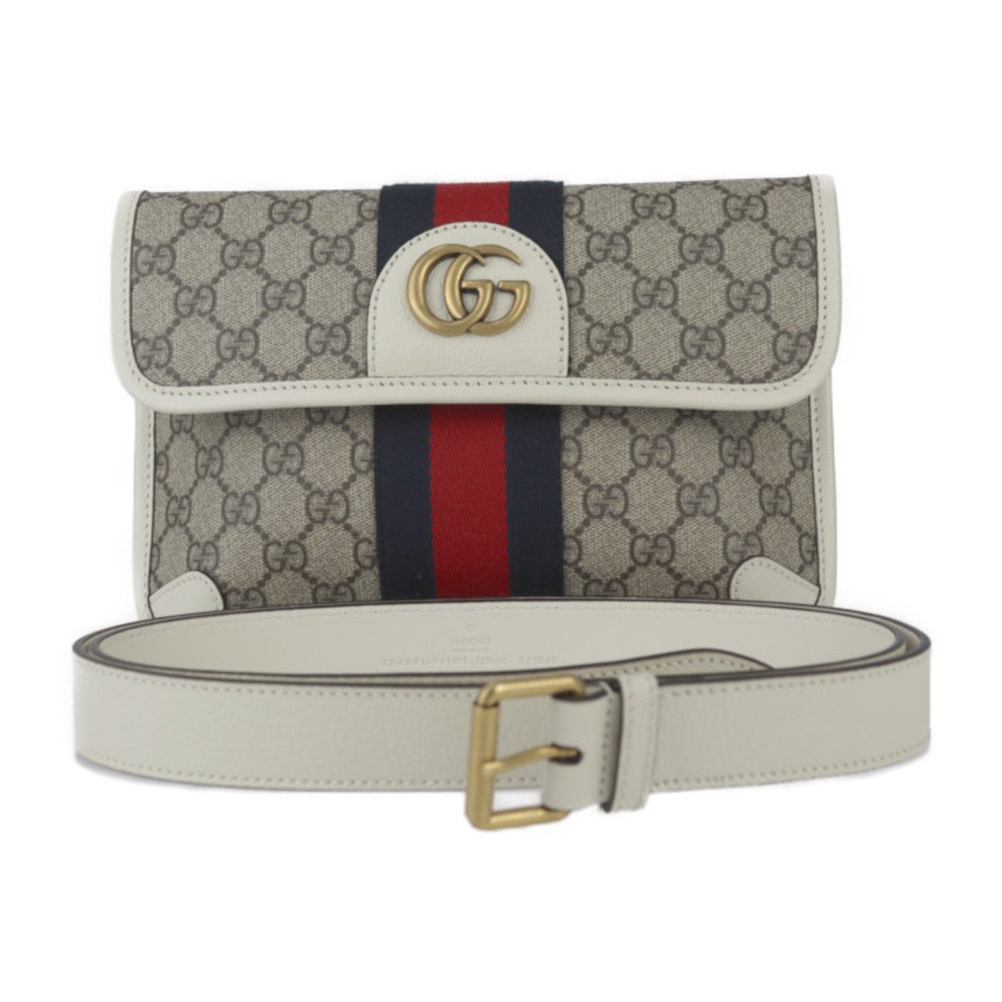 Gucci Beige White Gg Supreme Leather Fanny Pack