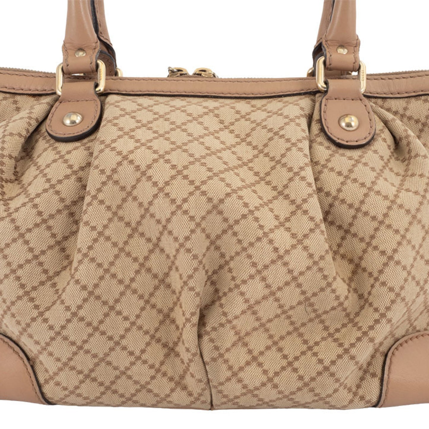 Gucci Diamante Beige Canvas Leather Handbag Shoulder Bag