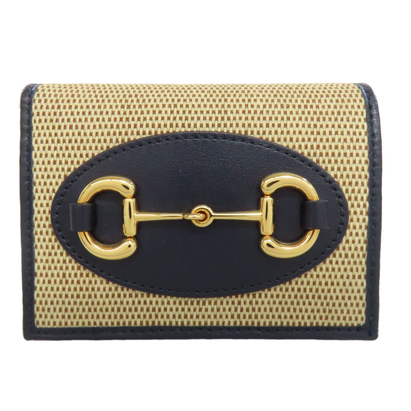 Gucci Beige Navy Canvas Leather Wallet (Bi-Fold)