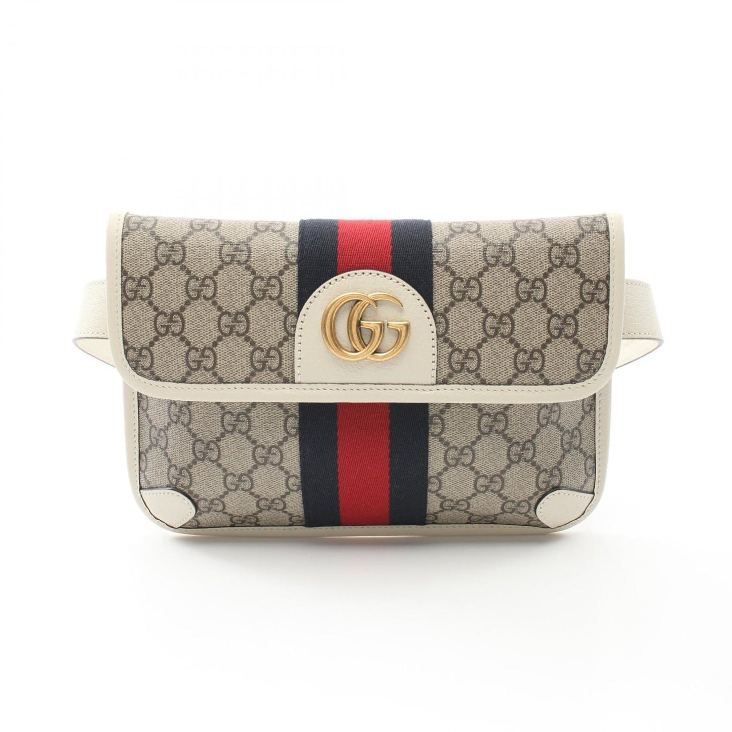 Gucci Beige Multi-Color White Coated Canvas Leather Fanny Pack