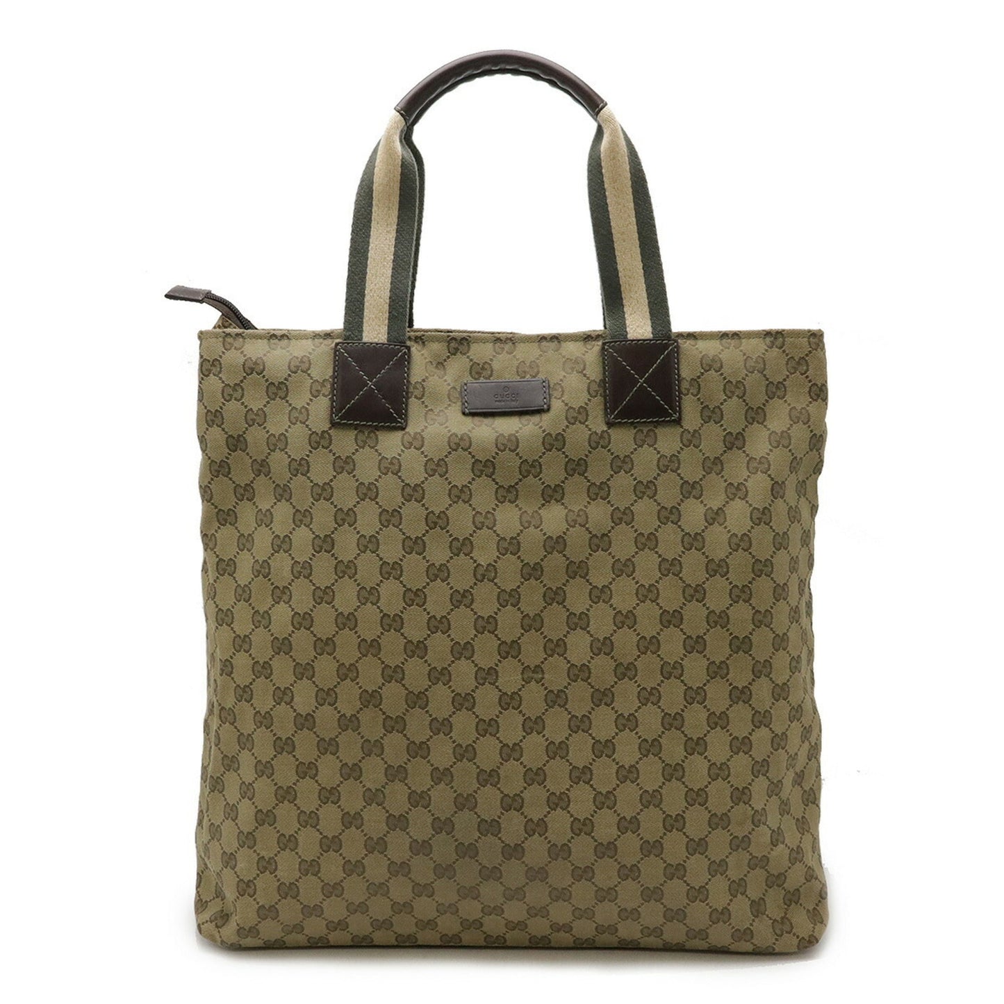 Gucci Gg Canvas Beige Dark Brown Green Khaki Gg Canvas Tote Bag