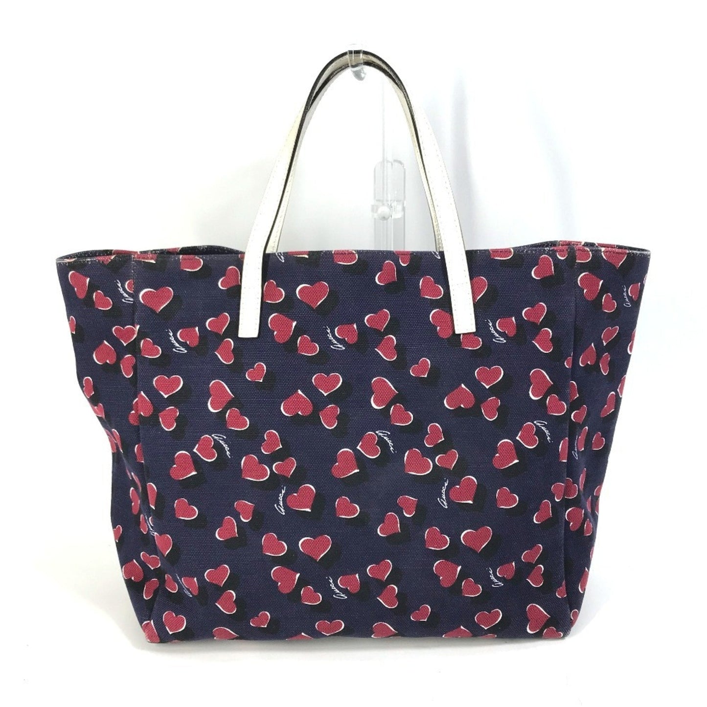 Gucci Navy Pink Canvas Leather Shoulder Bag Tote Bag