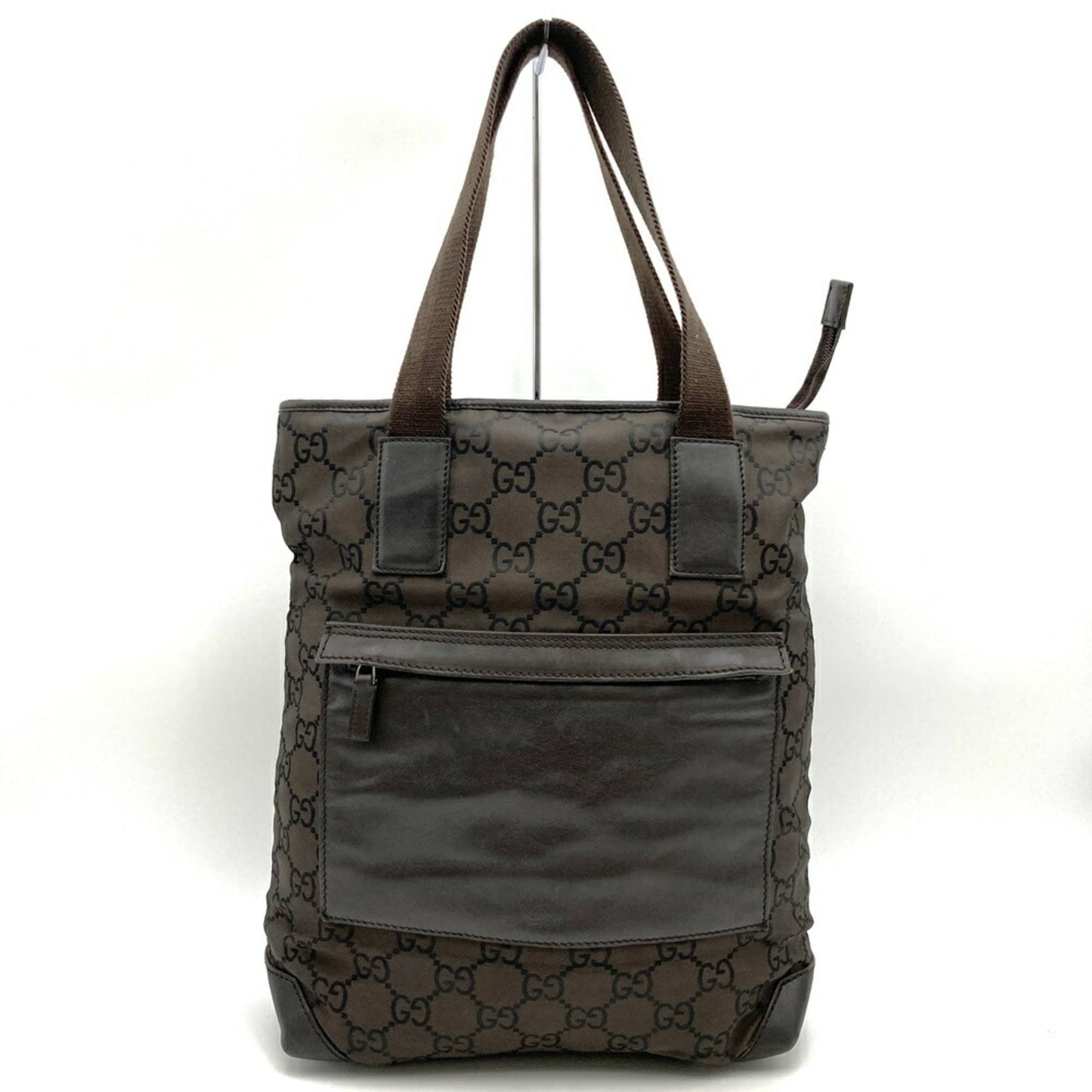 Gucci Brown Nylon Leather Tote Bag