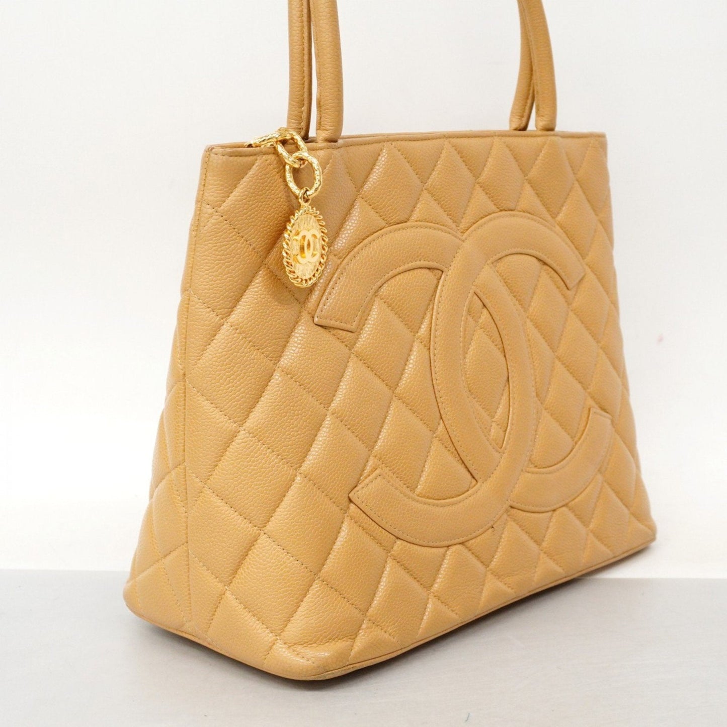 Chanel Beige Grained Calfskin Tote Bag