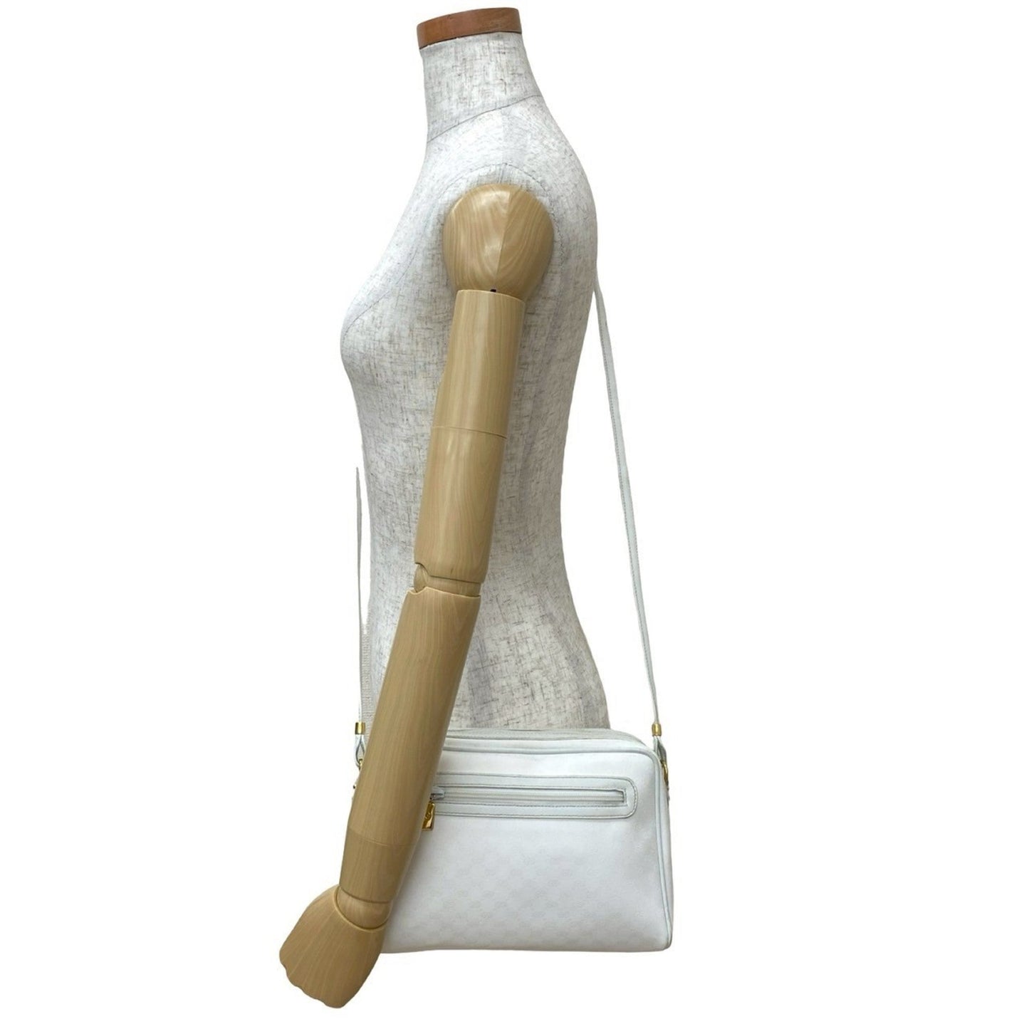 Gucci White Leather Pvc Pochette Shoulder Bag