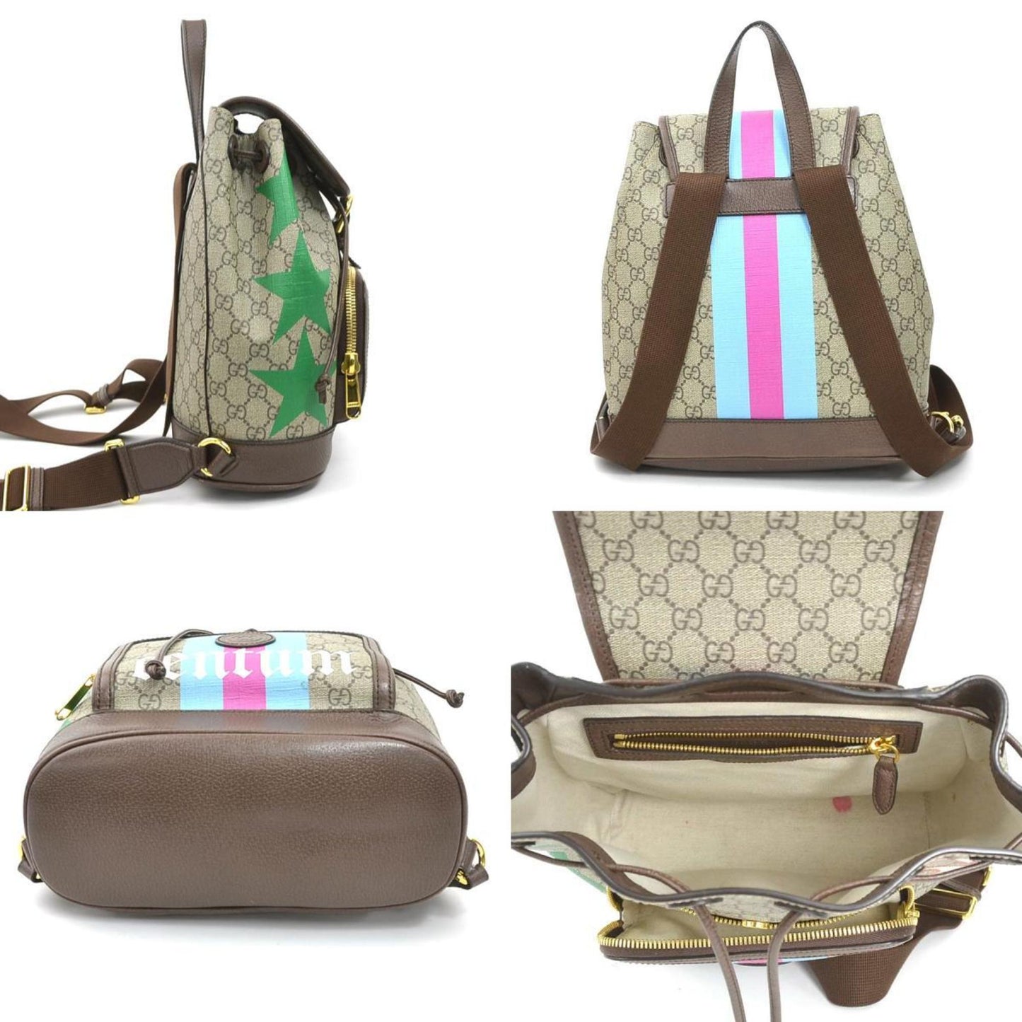 Gucci Brown Multi-Color Gg Supreme Leather Backpack