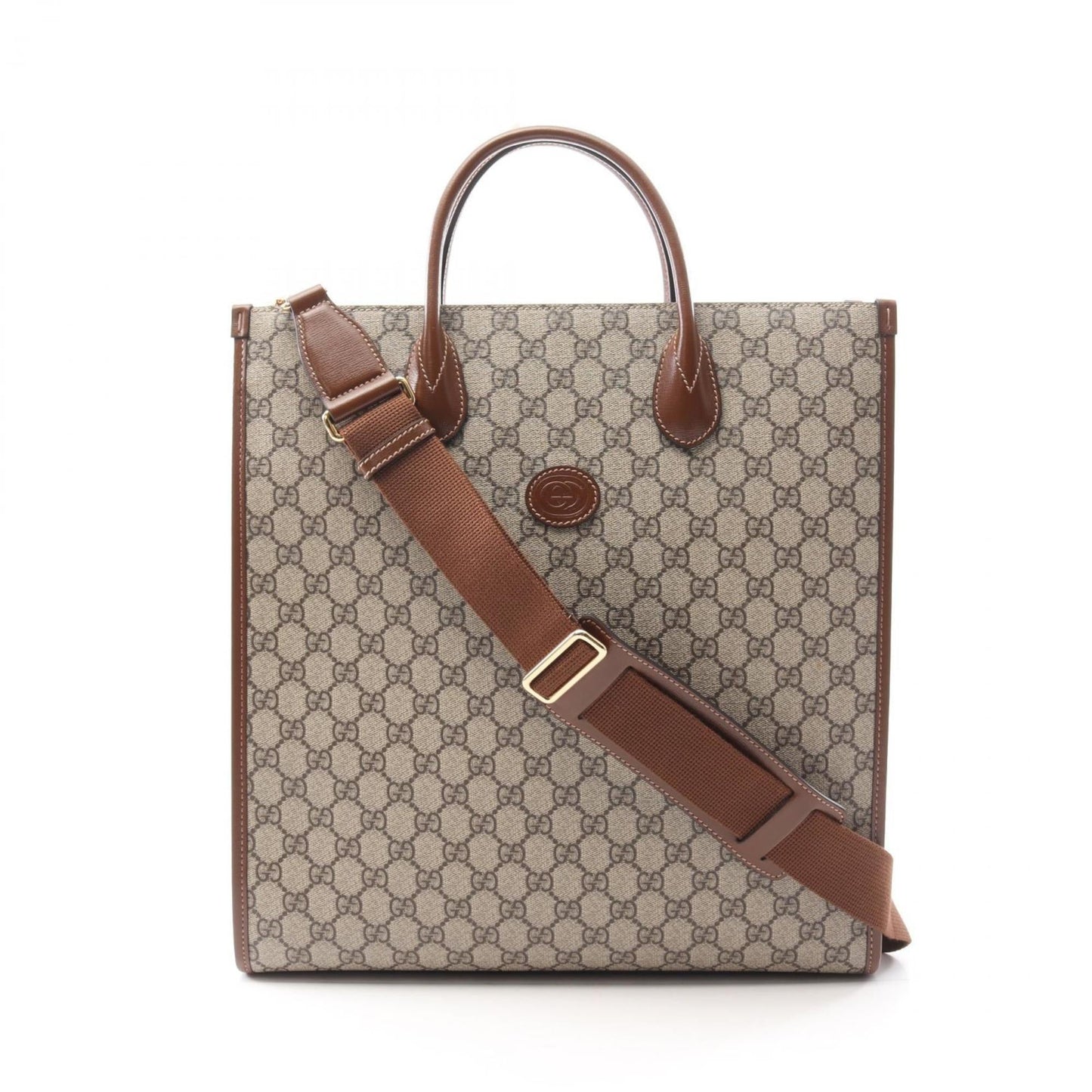 Gucci Beige Brown Coated Canvas Tote Bag