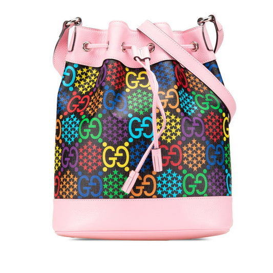 Gucci Black Multi-Color Pink Pvc Leather Shoulder Bag