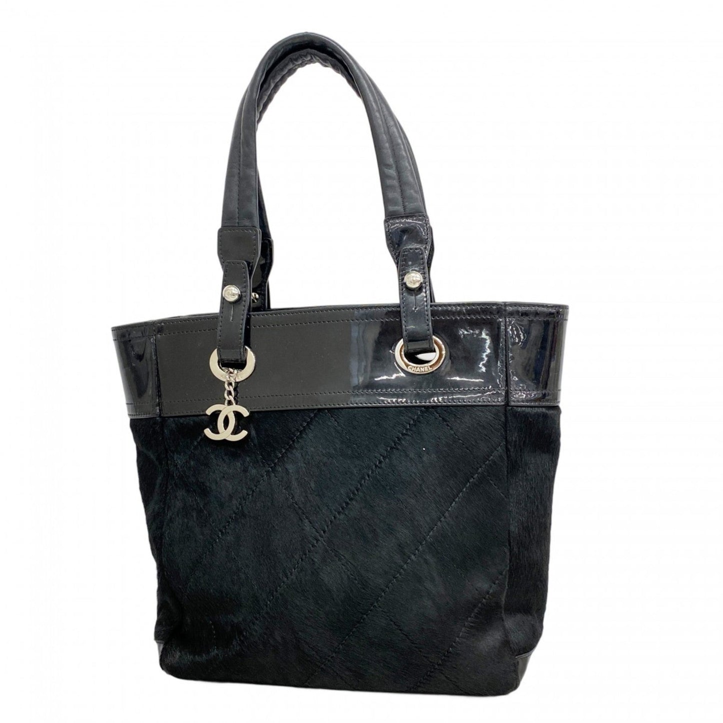 Chanel Black Patent Leather Leather Tote Bag