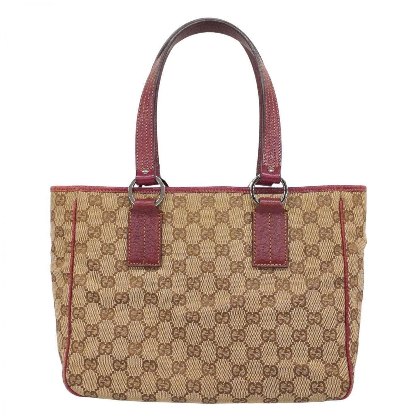 Gucci Brown Red Color Canvas Tote Bag