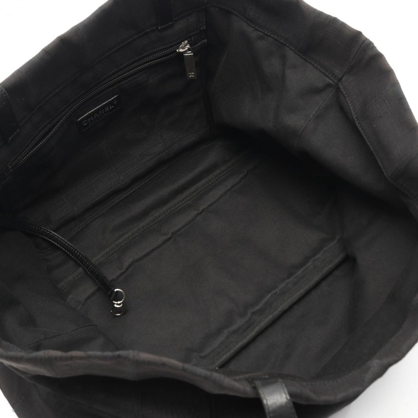 Chanel New Travel Line Black Leather Nylon Canvas Tote Bag