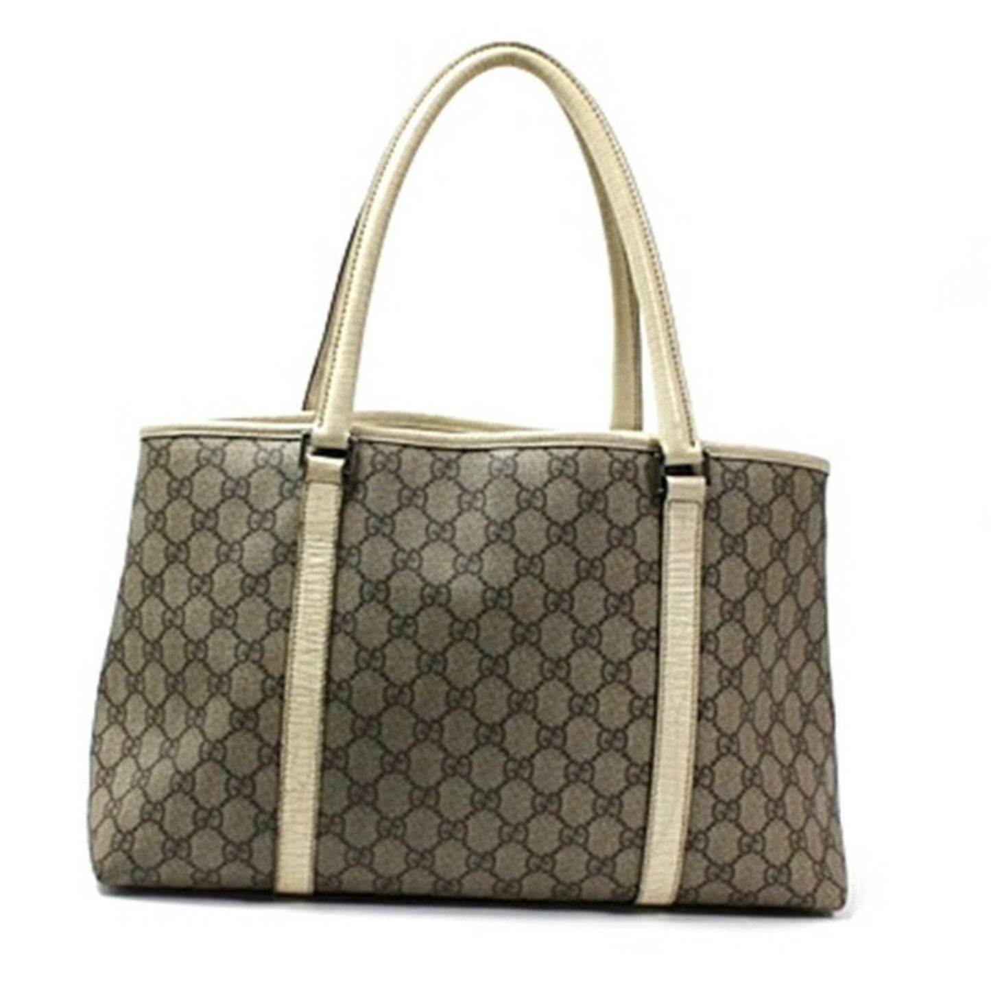 Gucci Beige Brown Dark Brown Leather Tote Bag