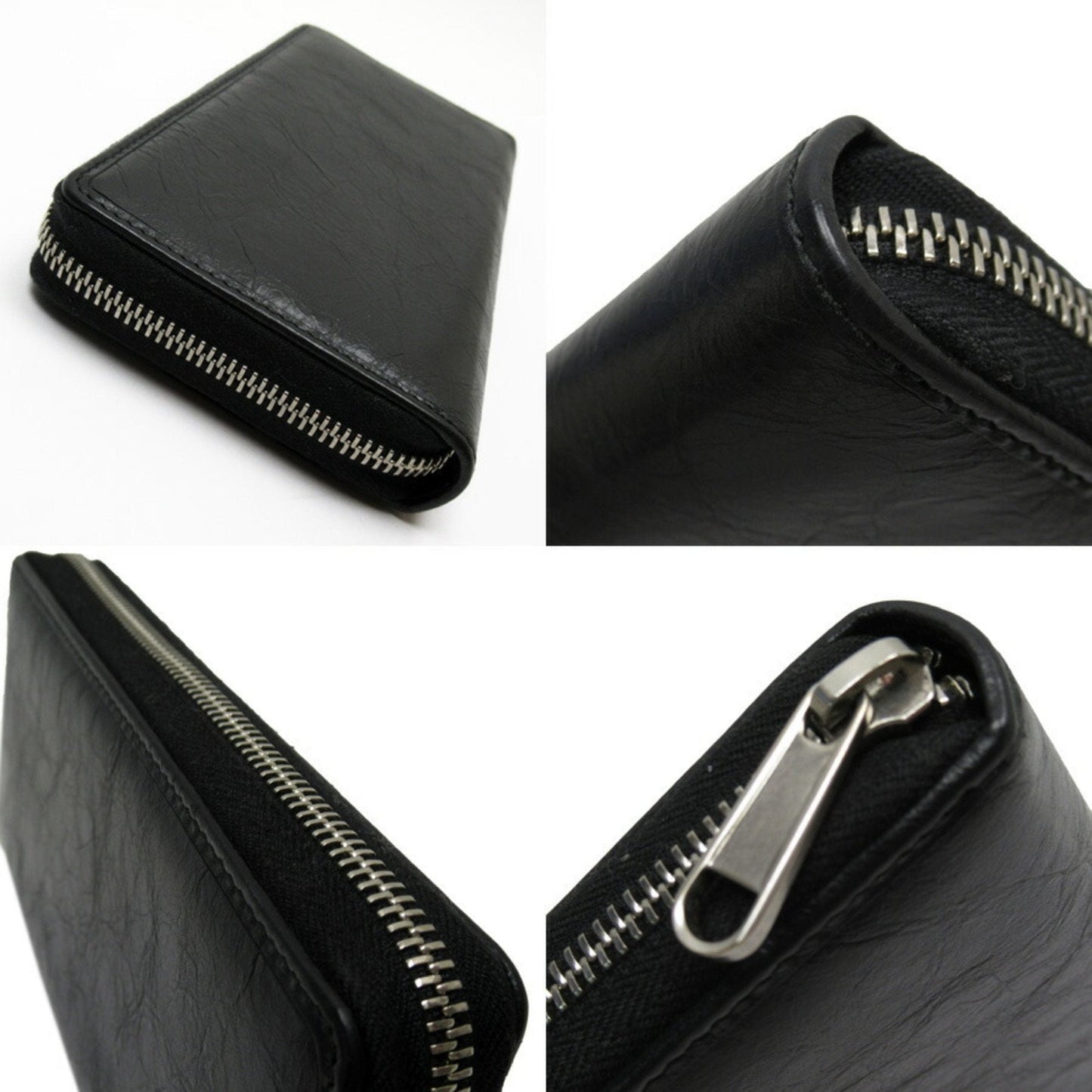 Gucci Black Gold Silver Leather Long Wallet (Bi-Fold)