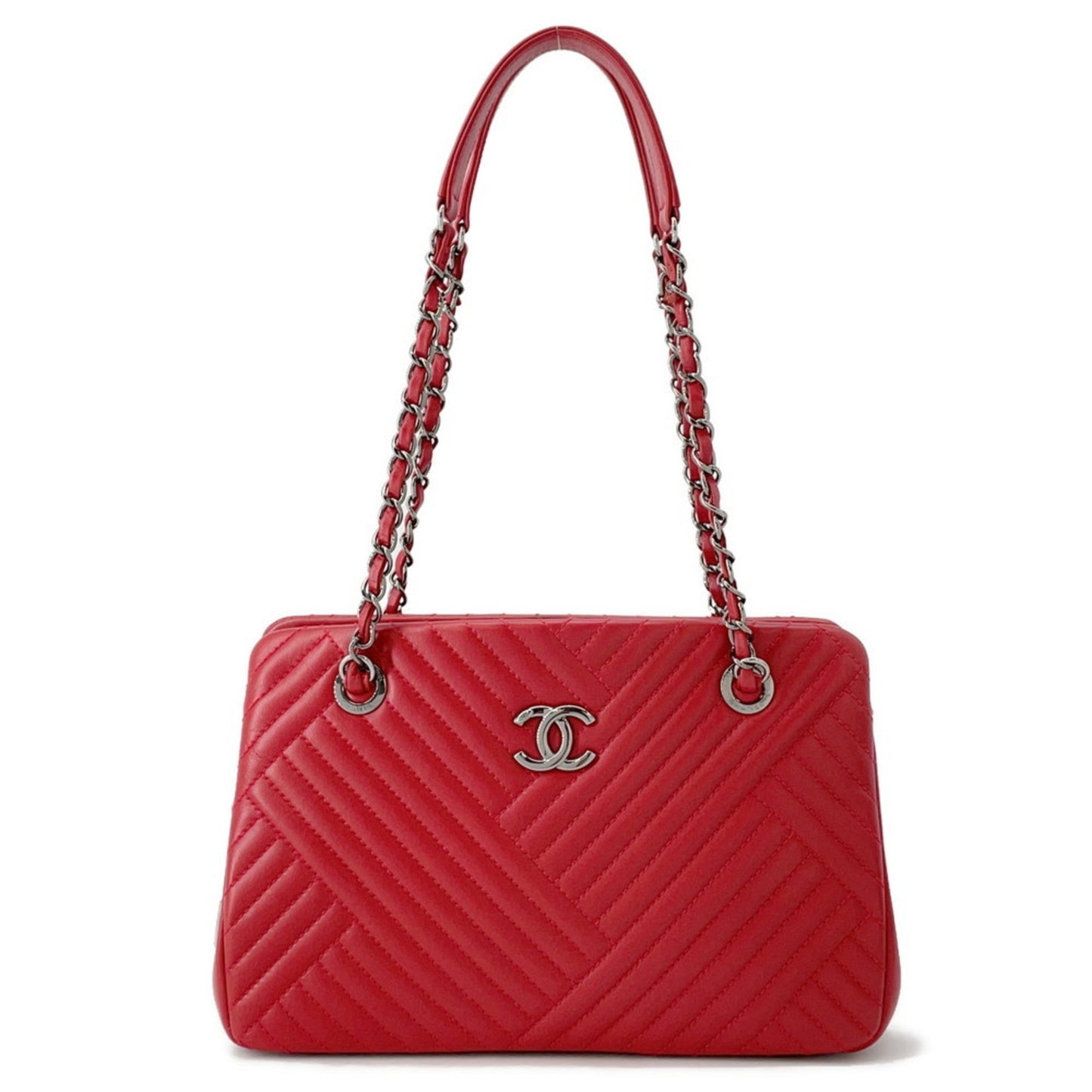 Chanel Red Color Leather Tote Bag