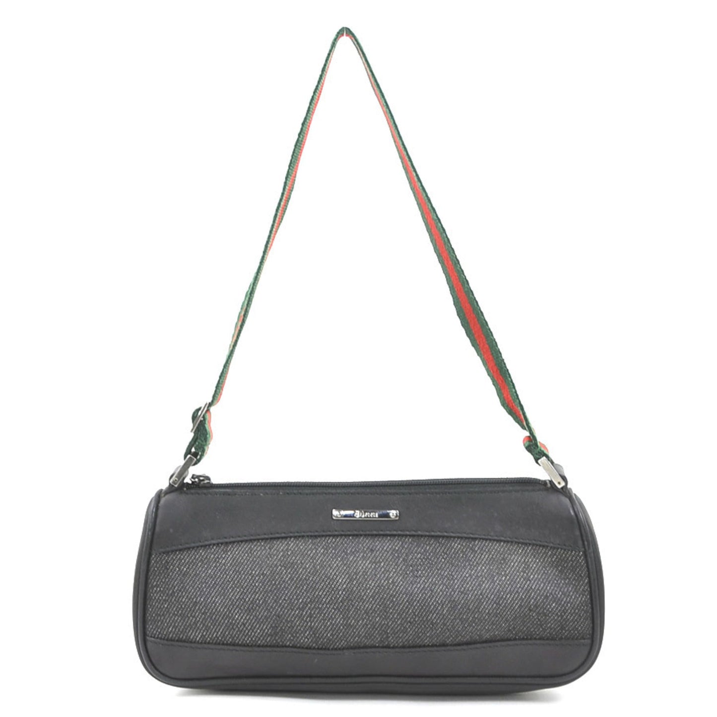 Gucci Black Leather Canvas Handbag