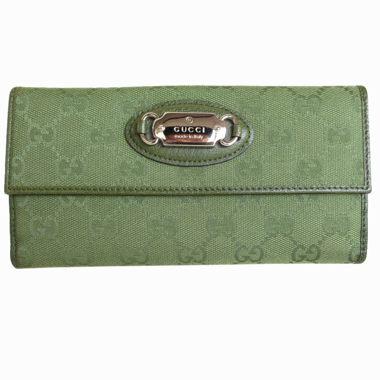 Gucci Green Khaki Canvas Long Wallet (Bi-Fold)