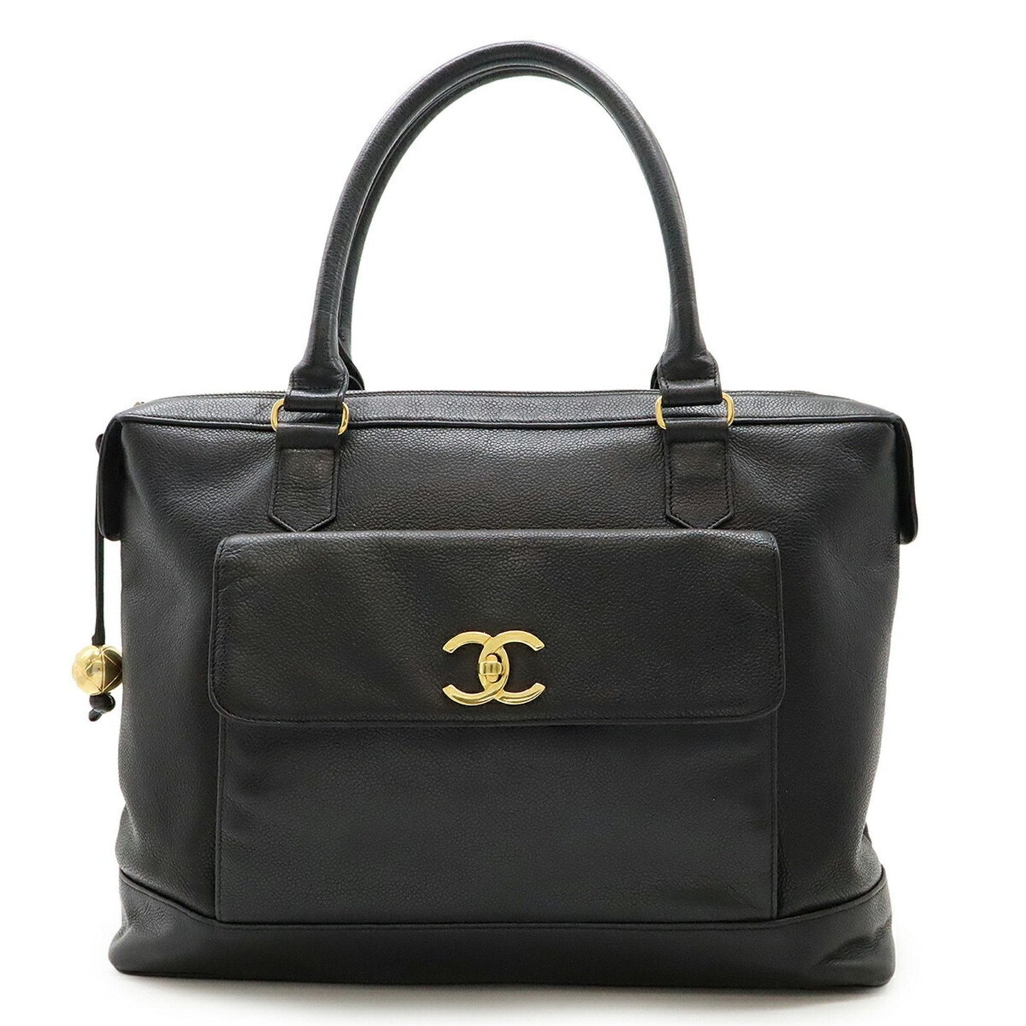 Chanel Black Grained Calfskin Handbag Tote Bag