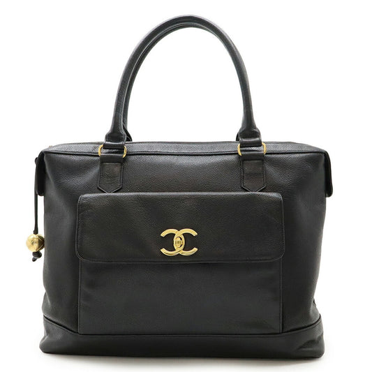 Chanel Black Grained Calfskin Handbag Tote Bag