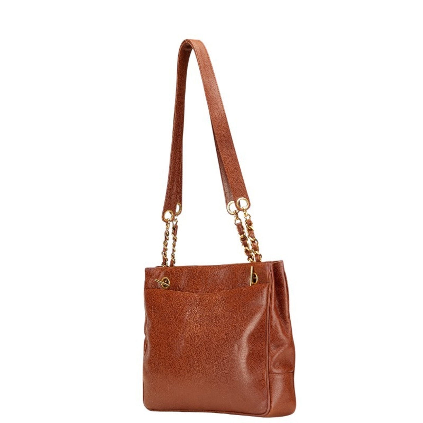 Chanel Brown Grained Calfskin Shoulder Bag Tote Bag