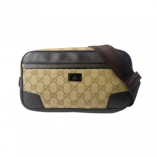 Gucci Brown Canvas Leather Pouch Sling Bag