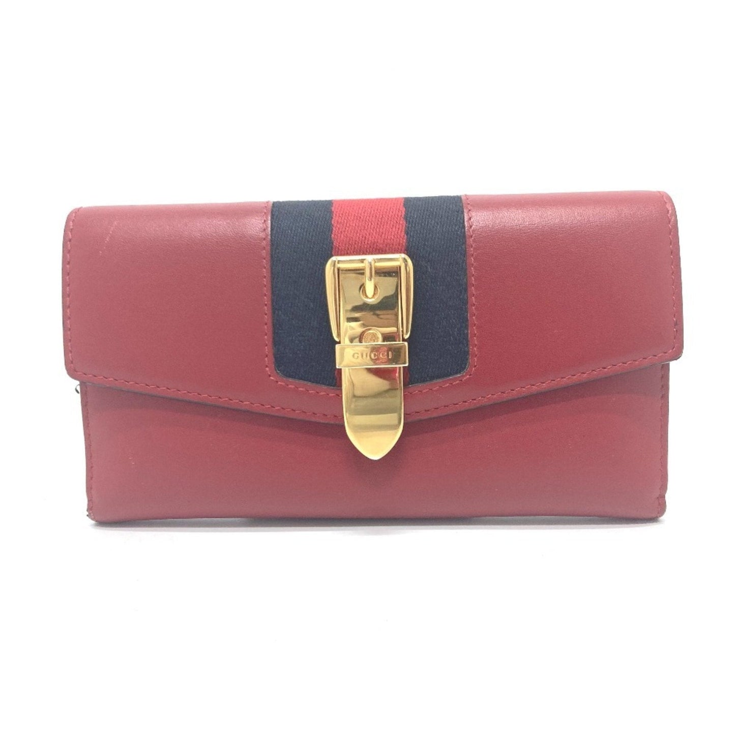Gucci Red Color Leather Long Wallet (Bi-Fold)